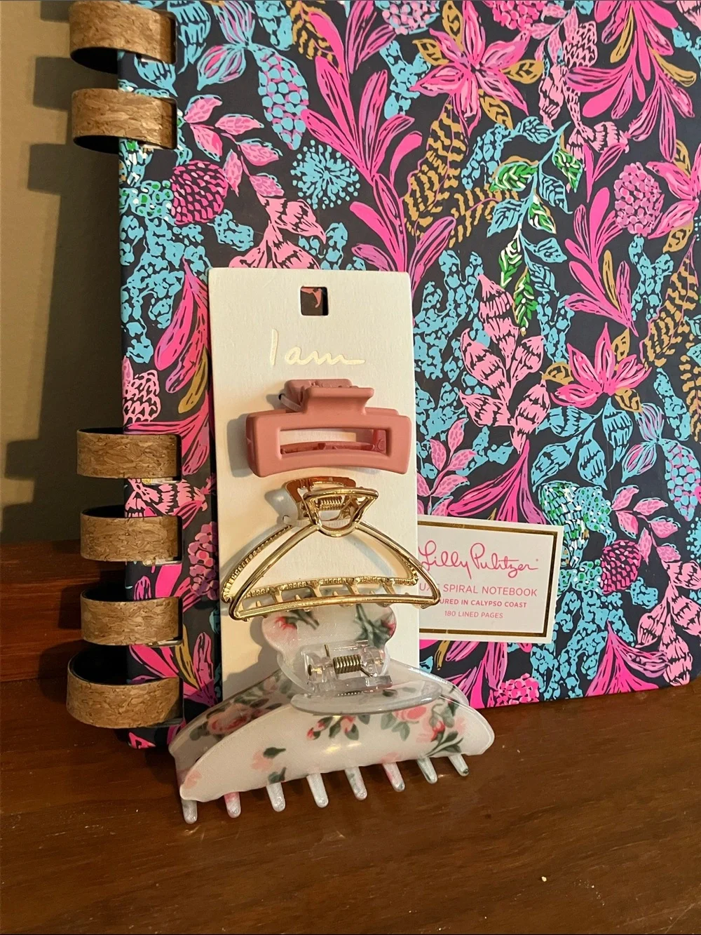 Lilly Pulitzer Notebook & 3hair clips, 2 PF Face powder, EOS lip&hand accessorys